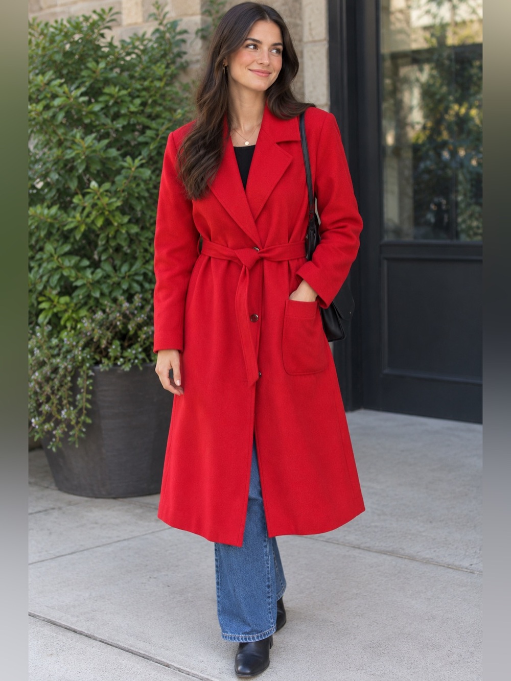 RARE 50’S HELGA RED ULTRA-SUEDE Vintage COAT with BELT 60s Da-rue of California